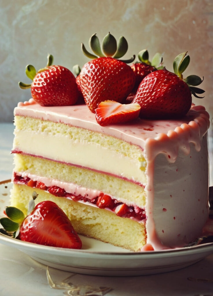 Strawberry Bavarian Cream Cake Recipe