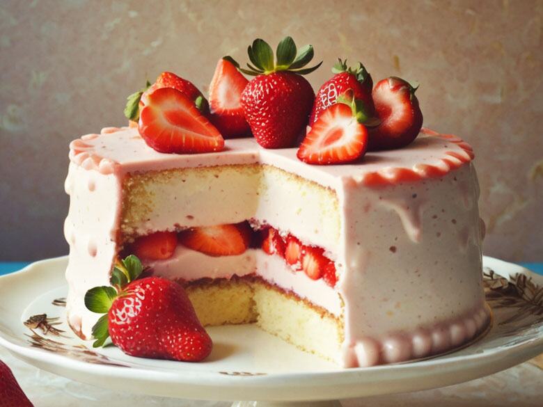 Strawberry Bavarian Cream Cake Recipe