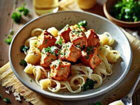 Garlic Butter Chicken Bites with Creamy Parmesan Pasta Recipe