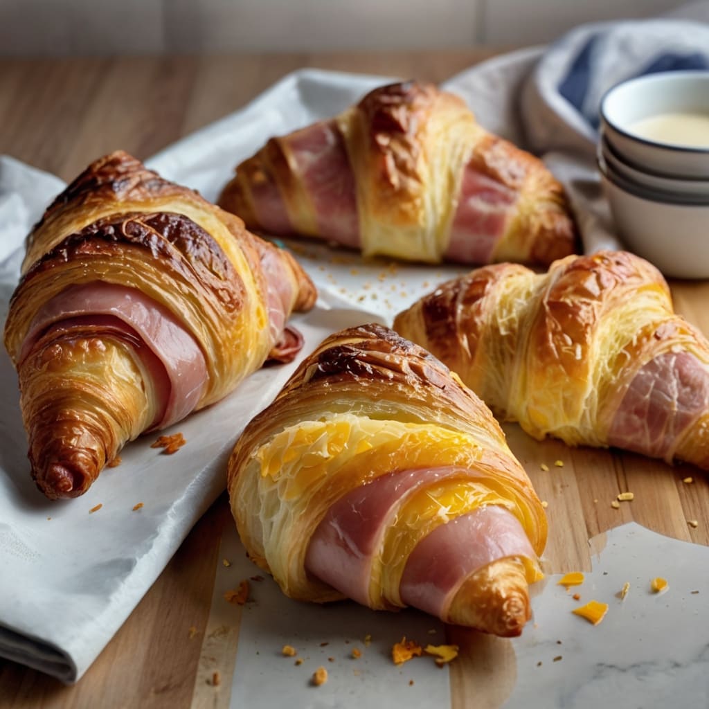 Baked Ham And Cheese Croissants Recipe