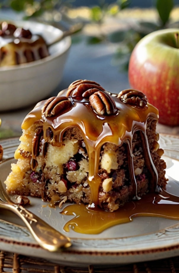 Apple Pecan Cake With Caramel Glaze Recipe