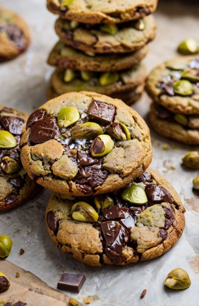 Pistachio Cream Chocolate Chip Cookies
