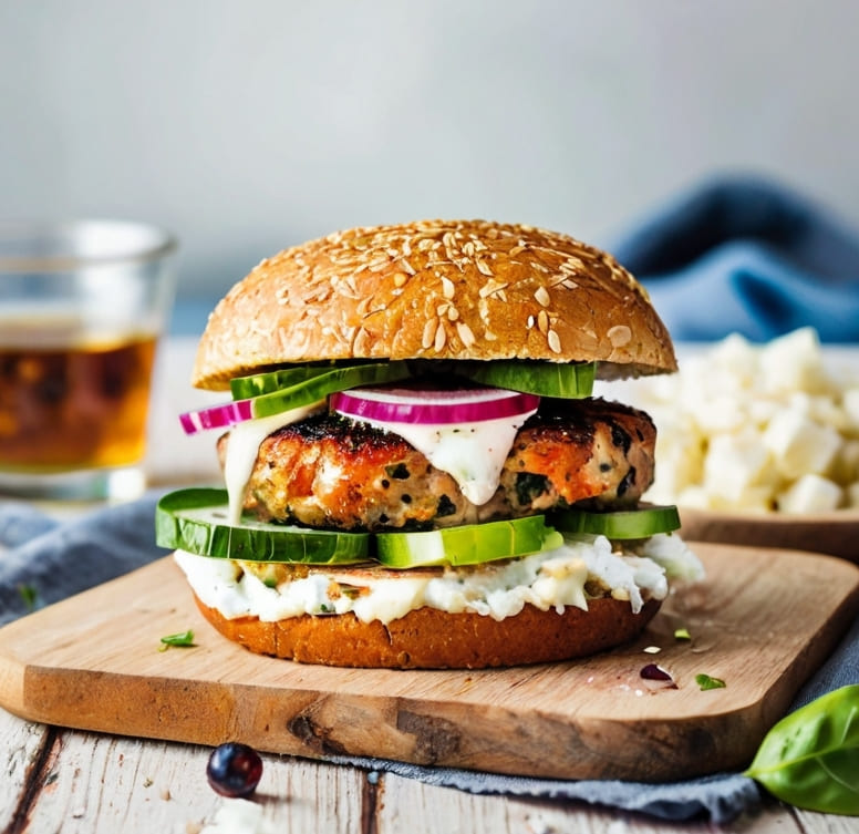 Spinach Feta Turkey Burgers Recipe