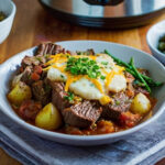 Crockpot Loaded Steak and Potato Bake Recipe