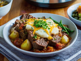 Crockpot Loaded Steak and Potato Bake Recipe