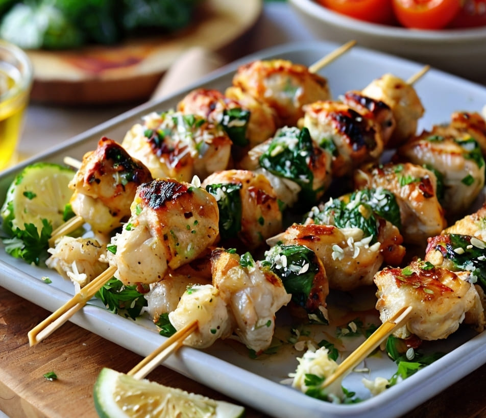 Ranch Garlic Parmesan Chicken Skewers Recipe
