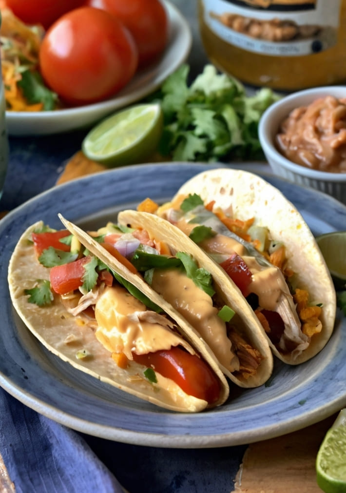 Slow Cooker Queso Chicken Tacos Recipe
