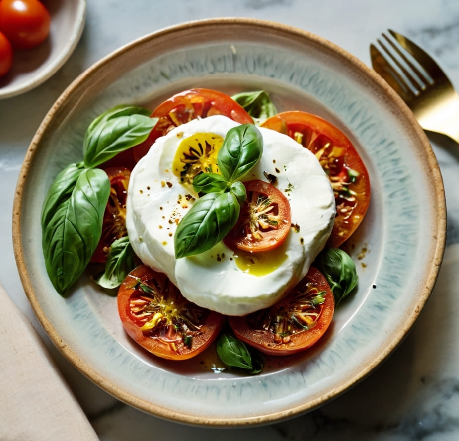 Tomato and Basil Burrata Salad