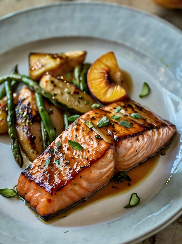 Bourbon Peach Roasted Salmon Recipe