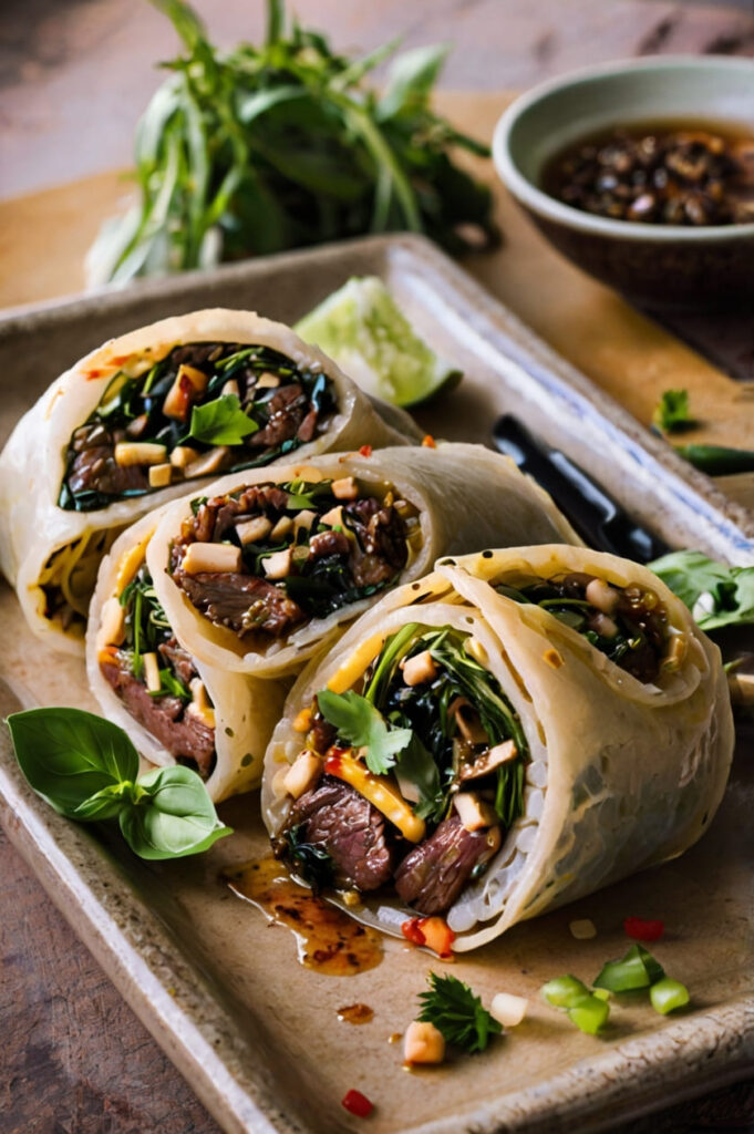 Thai Basil Beef Rolls Recipe