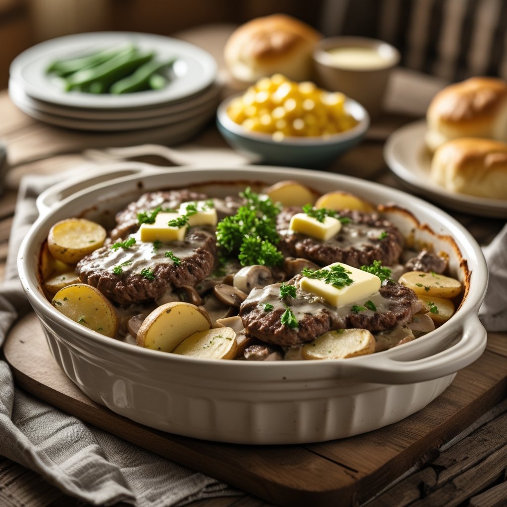 Amish Hamburger Steak Bake Recipe