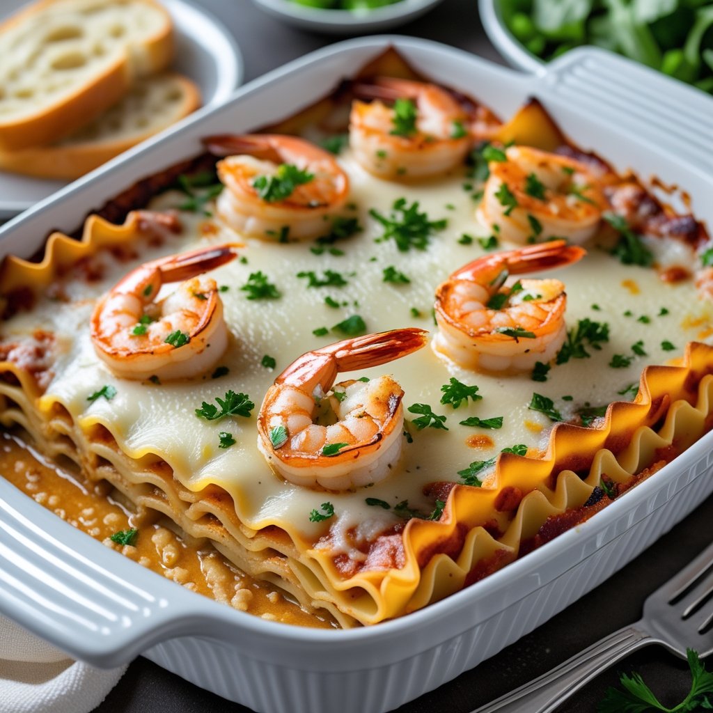 Garlic Butter Shrimp Scampi Lasagna Recipe