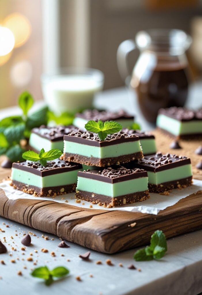 No Bake Mint Chocolate Bars Recipe