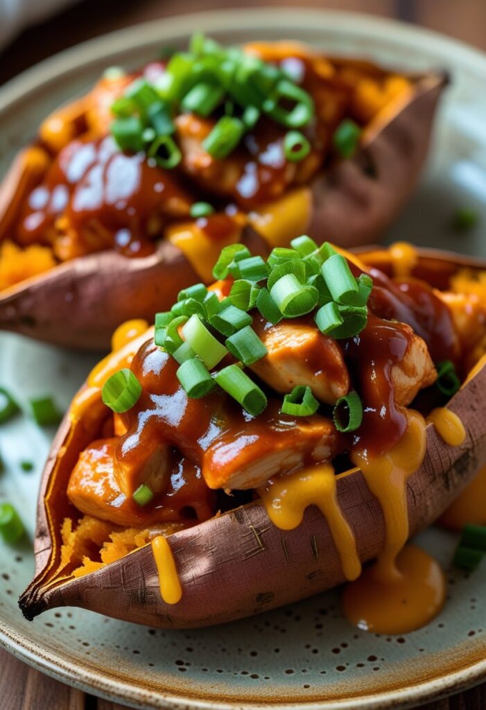 BBQ Chicken Stuffed Sweet Potatoes