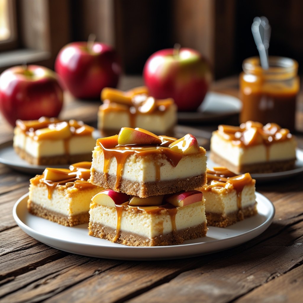 Caramel Apple Cheesecake Bars Recipe.