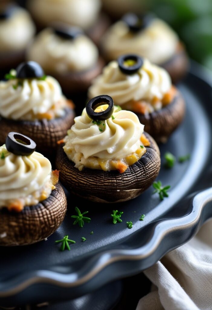 Spooky Stuffed Mushrooms