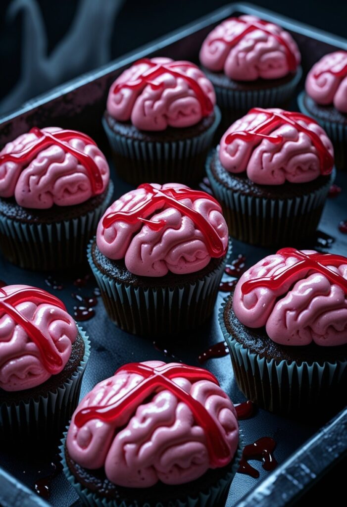 Zombie Brain Cupcakes