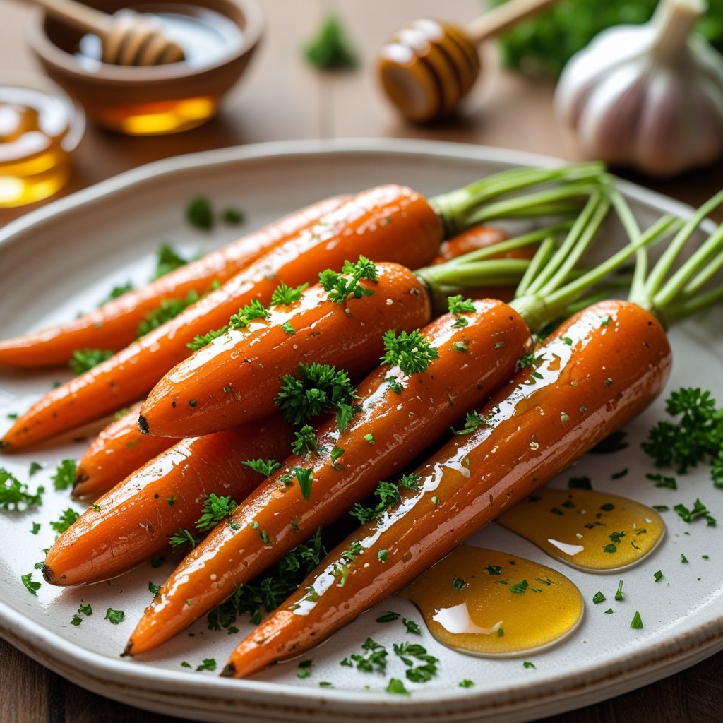 Honey Garlic Butter Roasted Carrots Recipe
