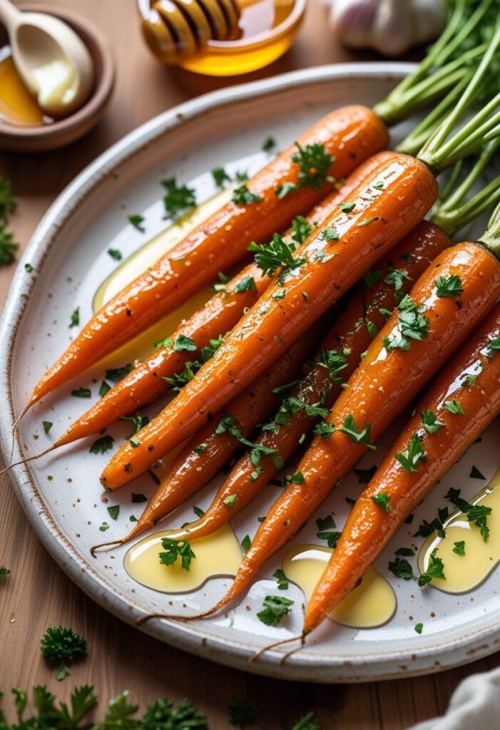 Honey Garlic Butter Roasted Carrots Recipe