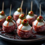 Spooky Skewered Salami Eyeballs Recipe