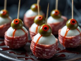 Spooky Skewered Salami Eyeballs Recipe