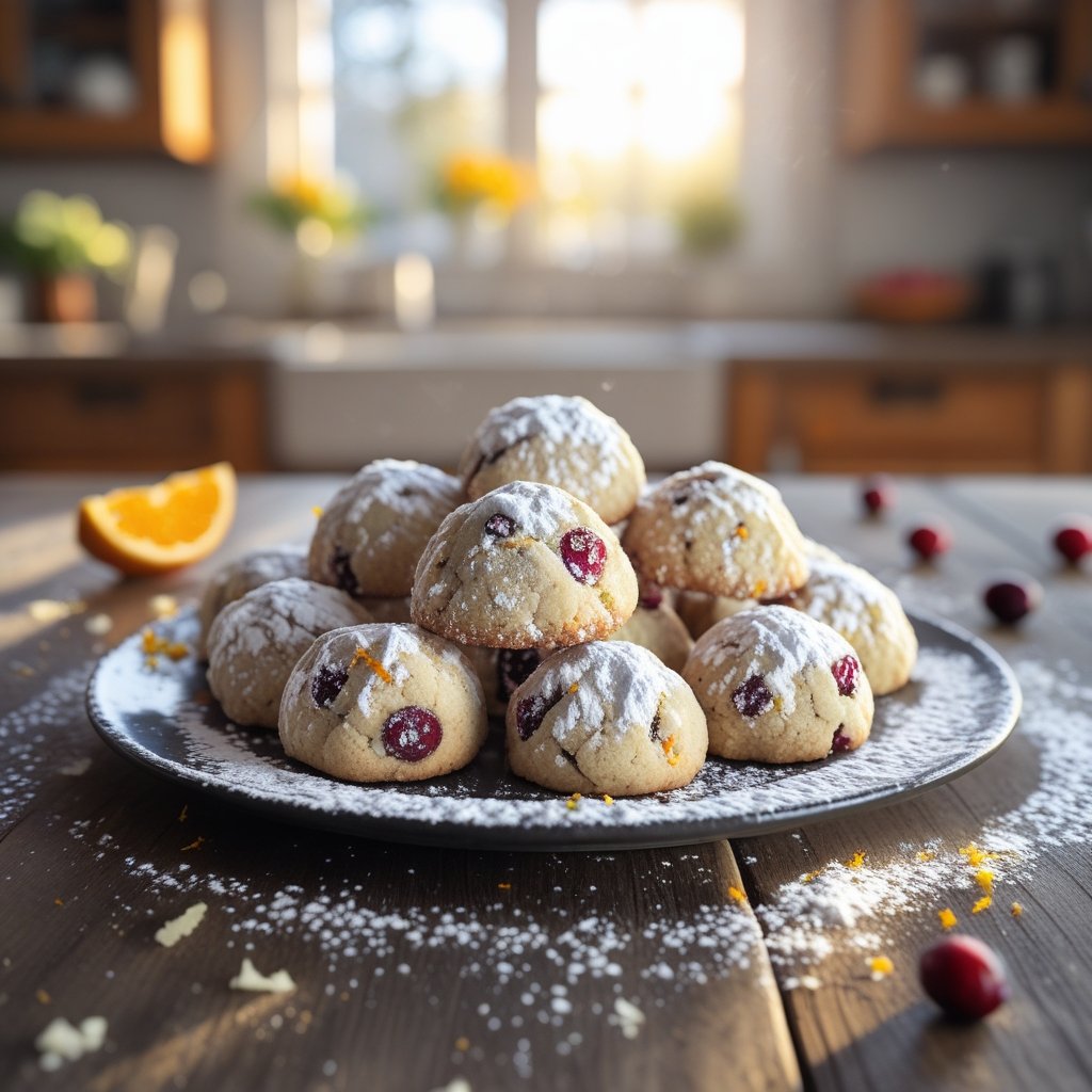 Cranberry Orange Snowball Cookies Recipe