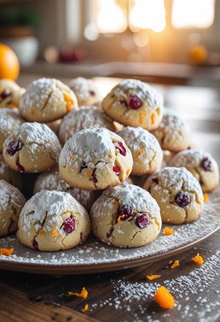 Cranberry Orange Snowball Cookies Recipe