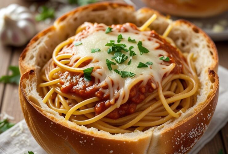 Garlic Bread Spaghetti Bowls Recipe