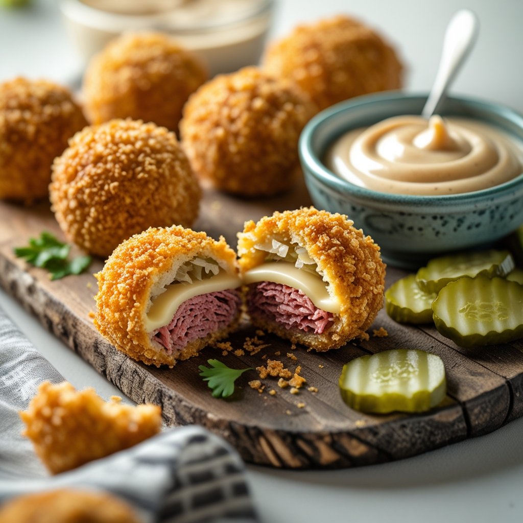 Reuben Balls with Spicy Thousand Island Dip Recipe