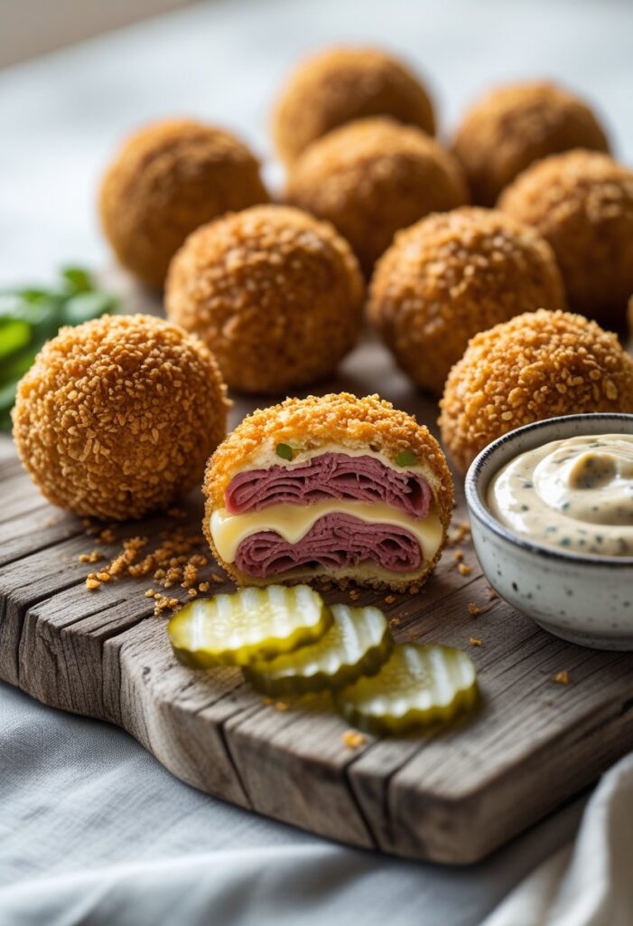 Reuben Balls with Spicy Thousand Island Dip Recipe