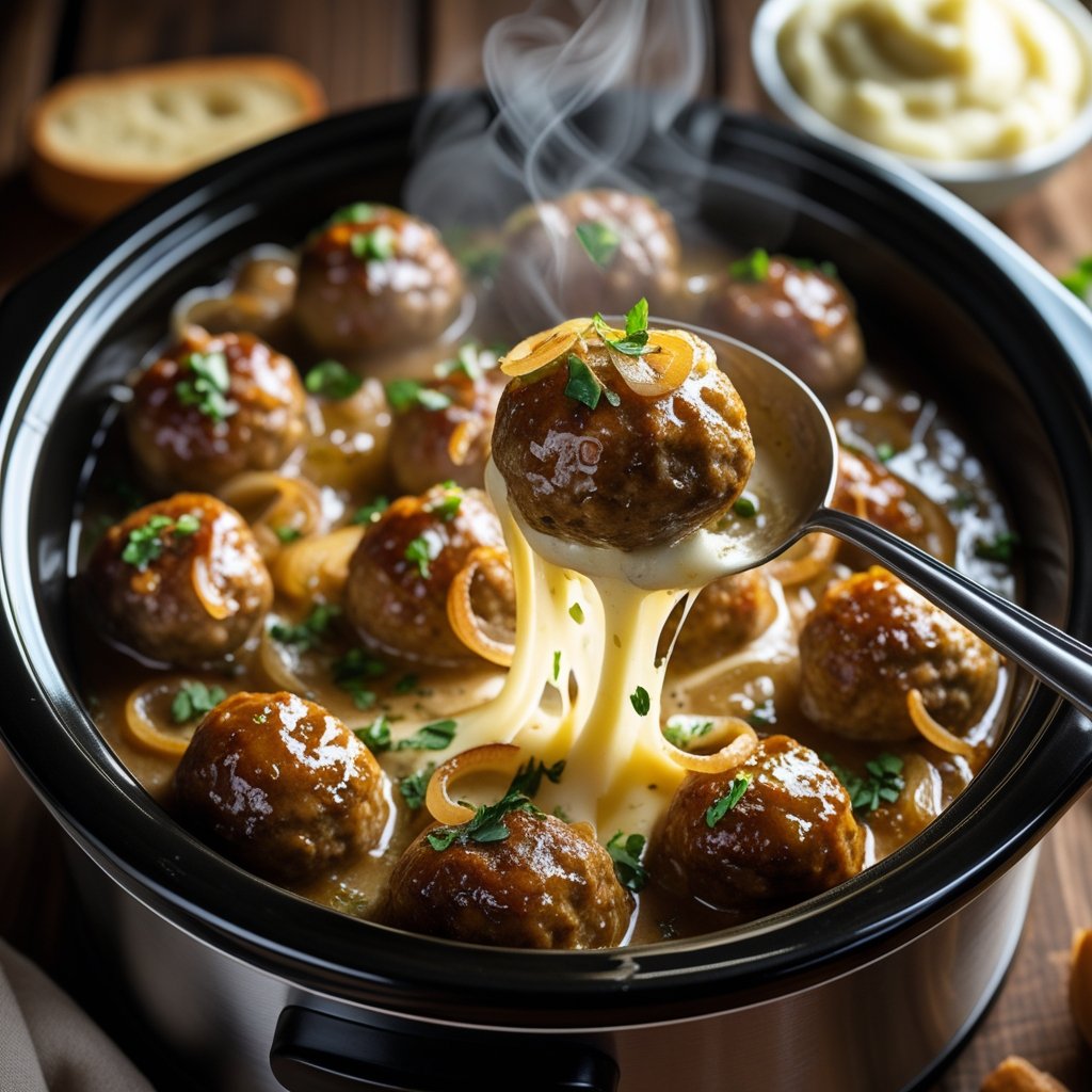 Crock Pot French Onion Meatballs Recipe