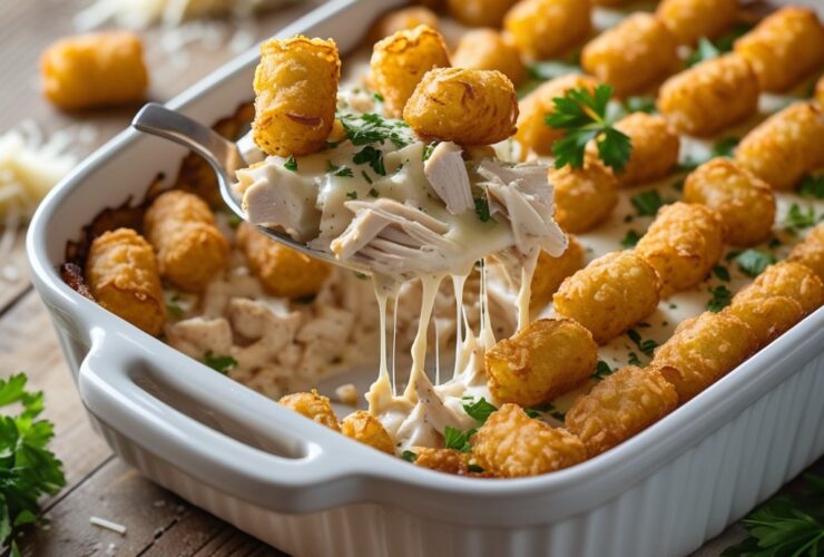 Chicken Alfredo Tater Tot Casserole Recipe