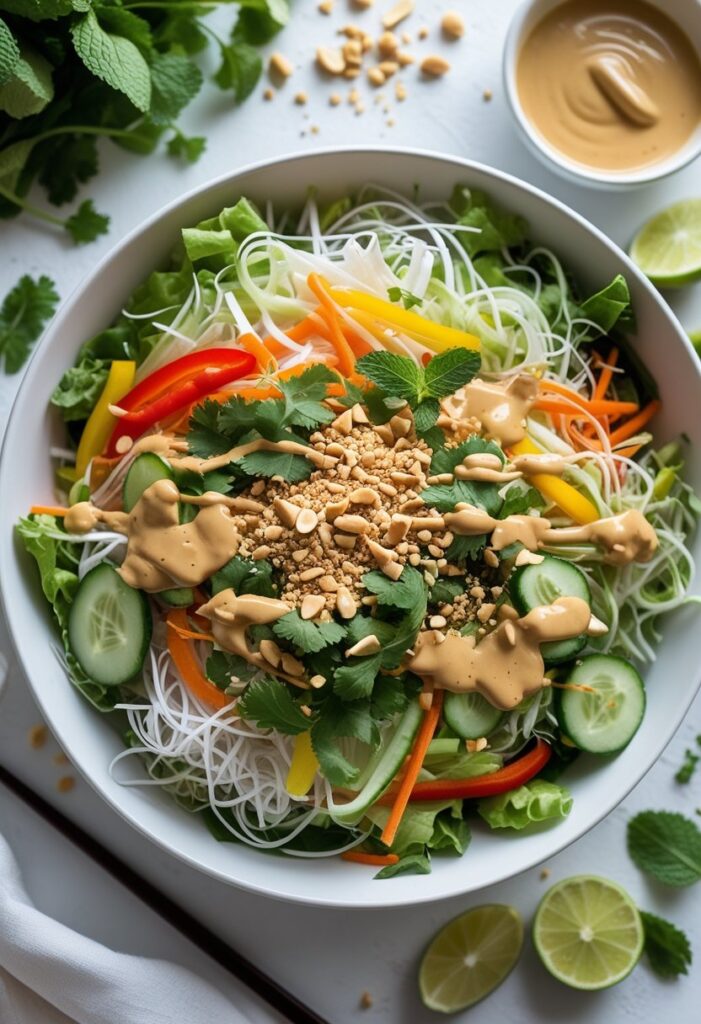 Spring Roll Salad with Peanut Dressing Recipe