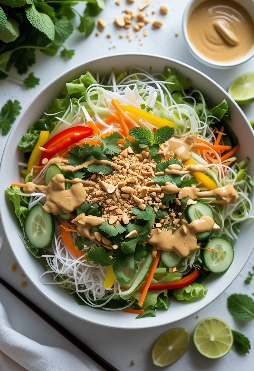 Spring Roll Salad with Peanut Dressing Recipe