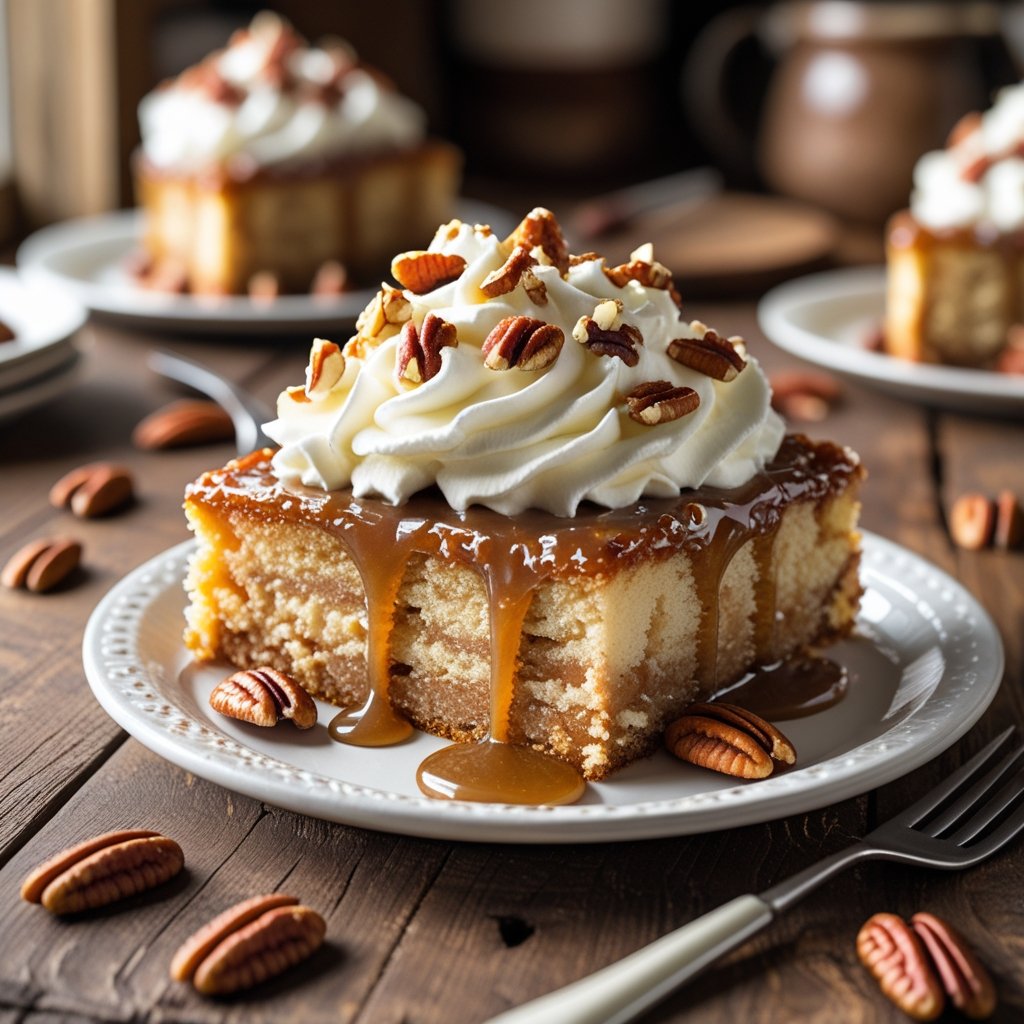 Butter Pecan Praline Poke Cake Recipe