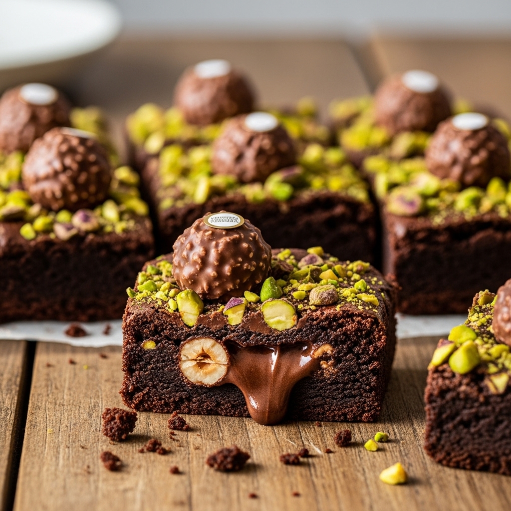 Pistachio Ferrero Rocher Brownie Recipe