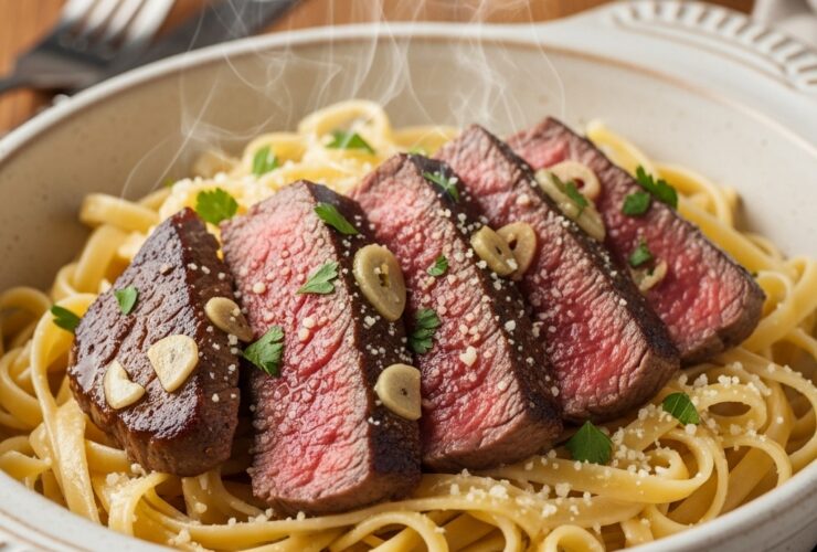 Garlic Butter Steak Pasta Recipe