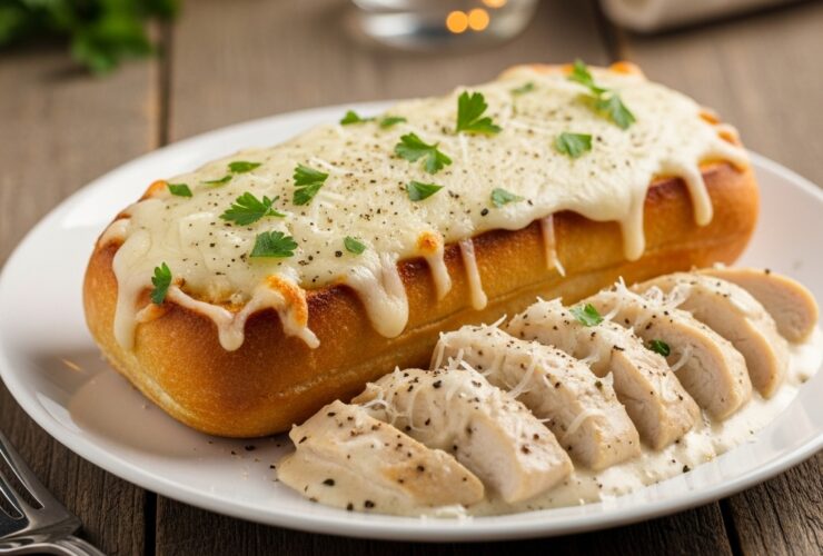 Chicken Alfredo Garlic Bread Recipe