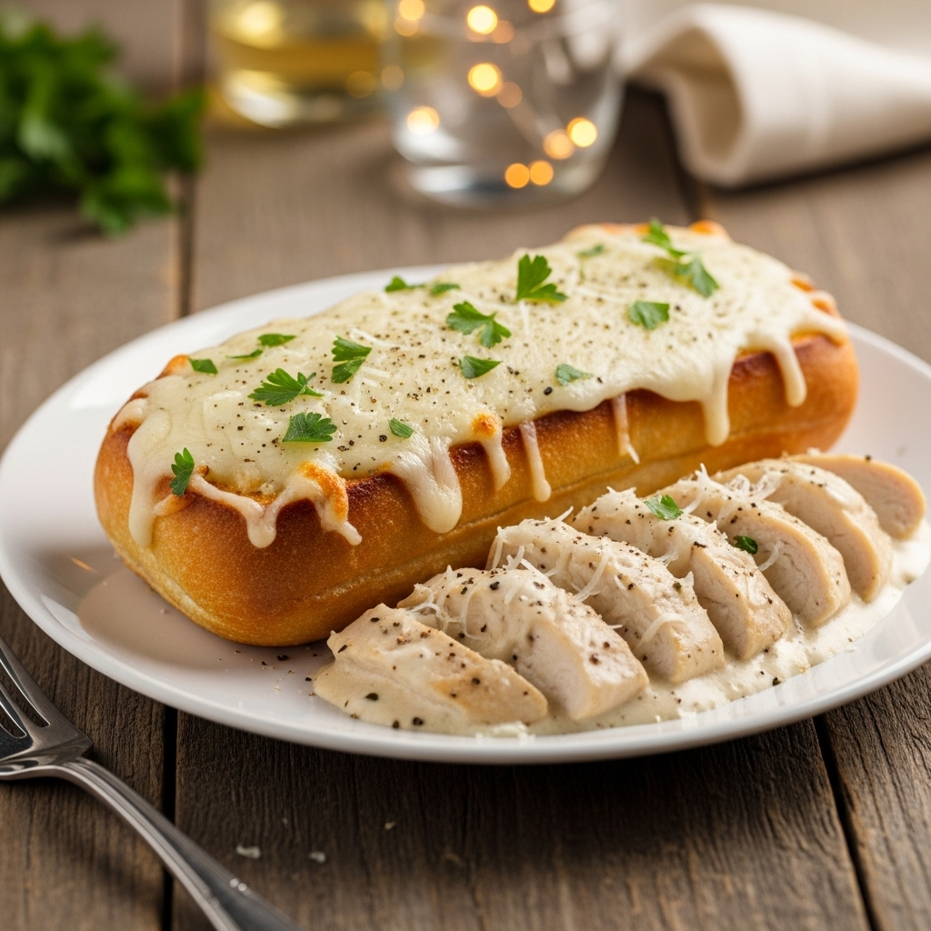 Chicken Alfredo Garlic Bread Recipe