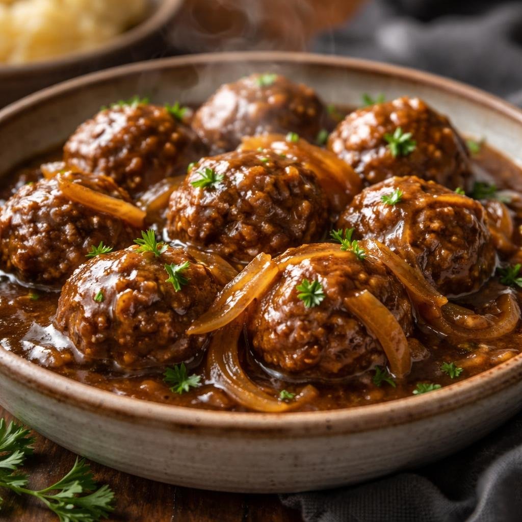Slow Cooker Salisbury Steak Meatballs Recipe