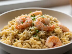 One Pan Parmesan Orzo with Shrimp Recipe
