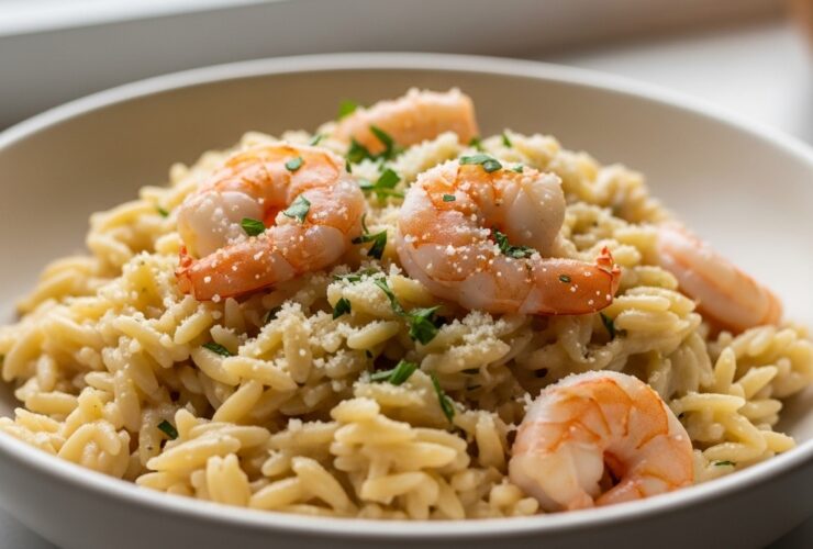 One Pan Parmesan Orzo with Shrimp Recipe