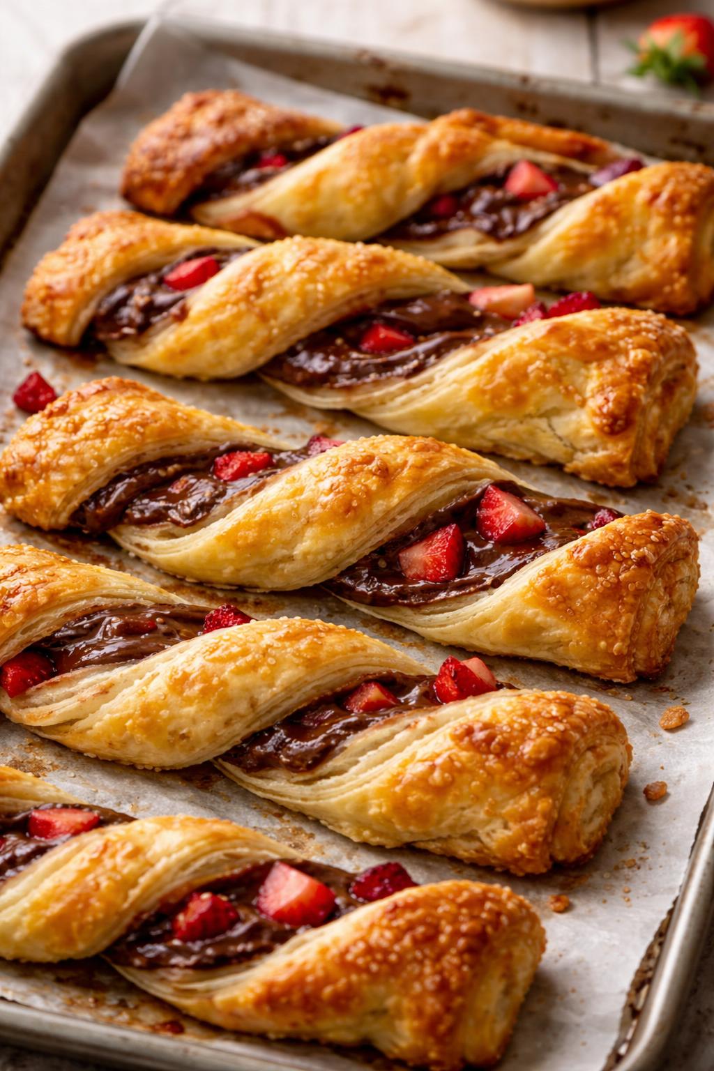 Strawberry Nutella Puff Pastry Twists Recipe